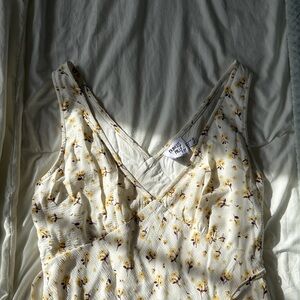 Yellow Floral Sleeveless Dress